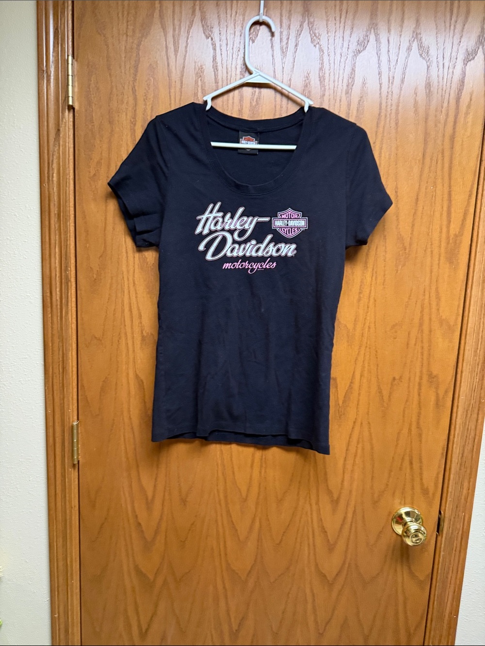 Harley-Davidson Black Tee with Pink & White Logo